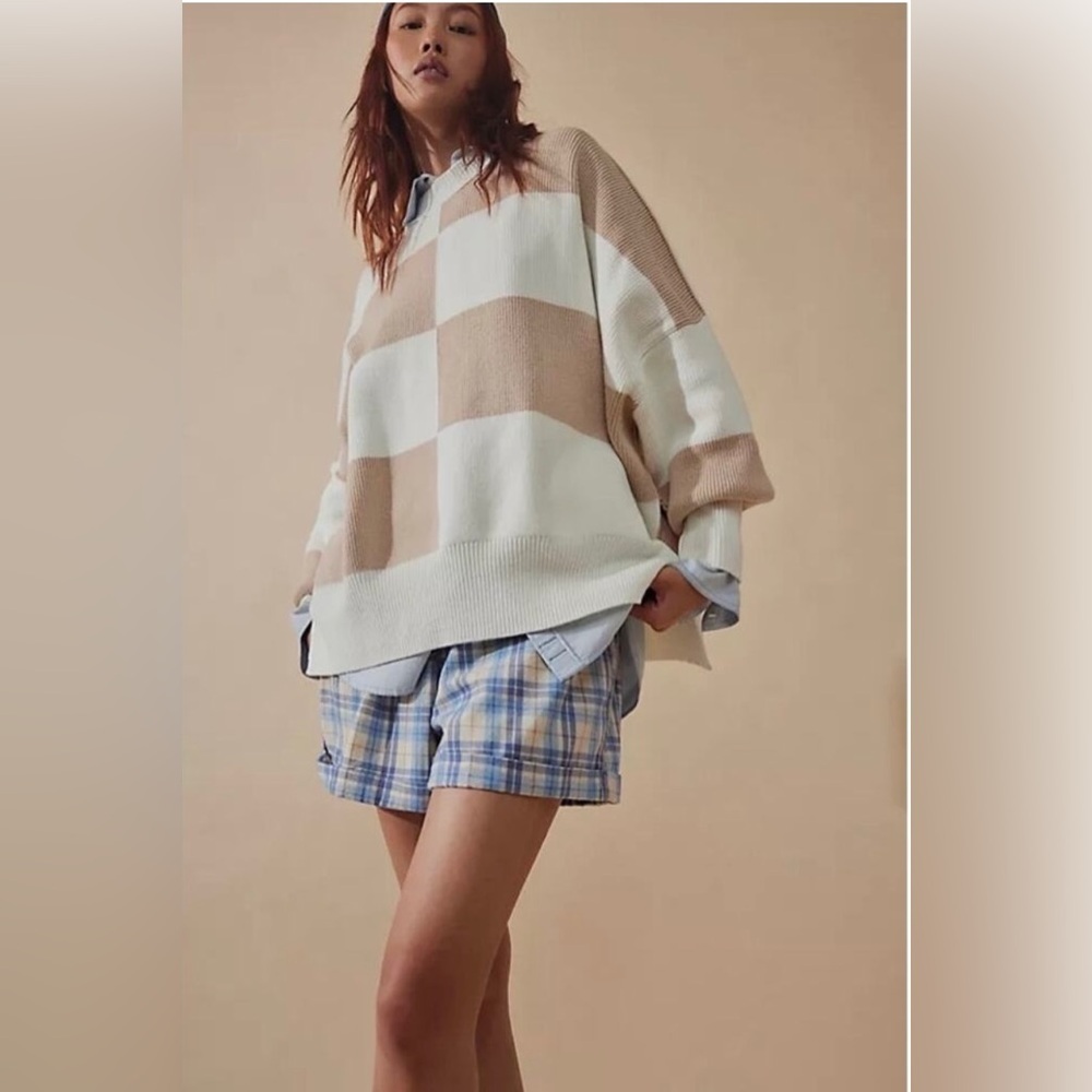 NWOT Free People Easy Street Checkered Tunic